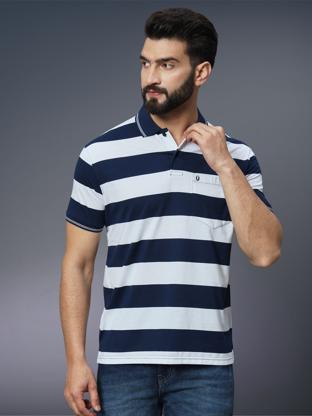 Men Striped Polo